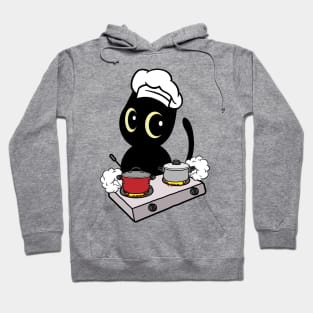 Funny black Cat is cooking Hoodie